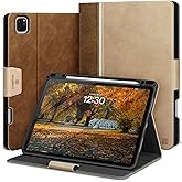 KingBlanc Case for iPad Pro 12.9 6th/5th/4th/3rd Generation 2022/2021/2020/2018 with Pencil Holder, Vegan Leather Bicolor Cover, Auto Sleep/Wake, Support Pencil2 Charging, Multi-Angle Viewing, Beige
