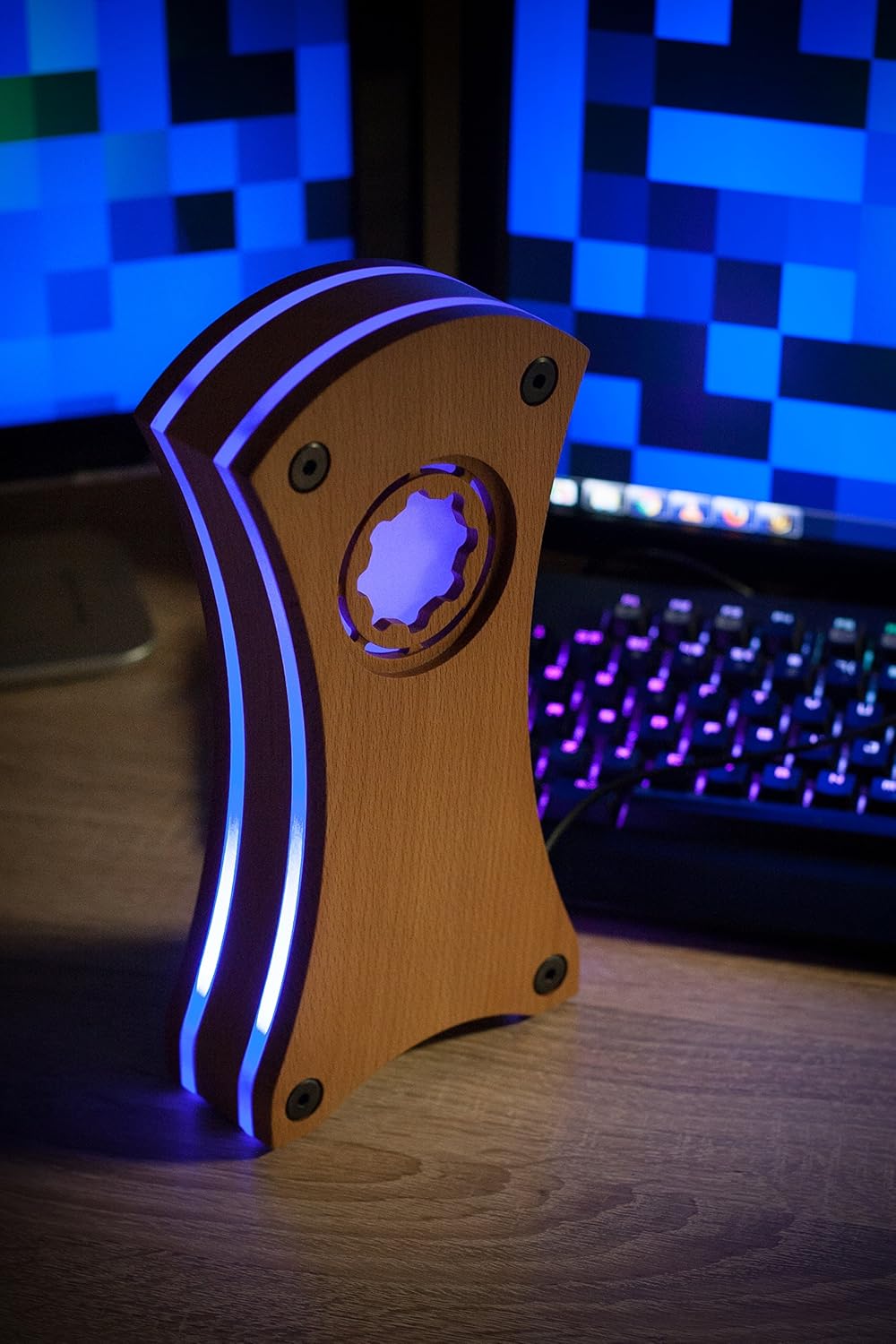 Beech Headphone stand with RGB lights "Hero" Handmade