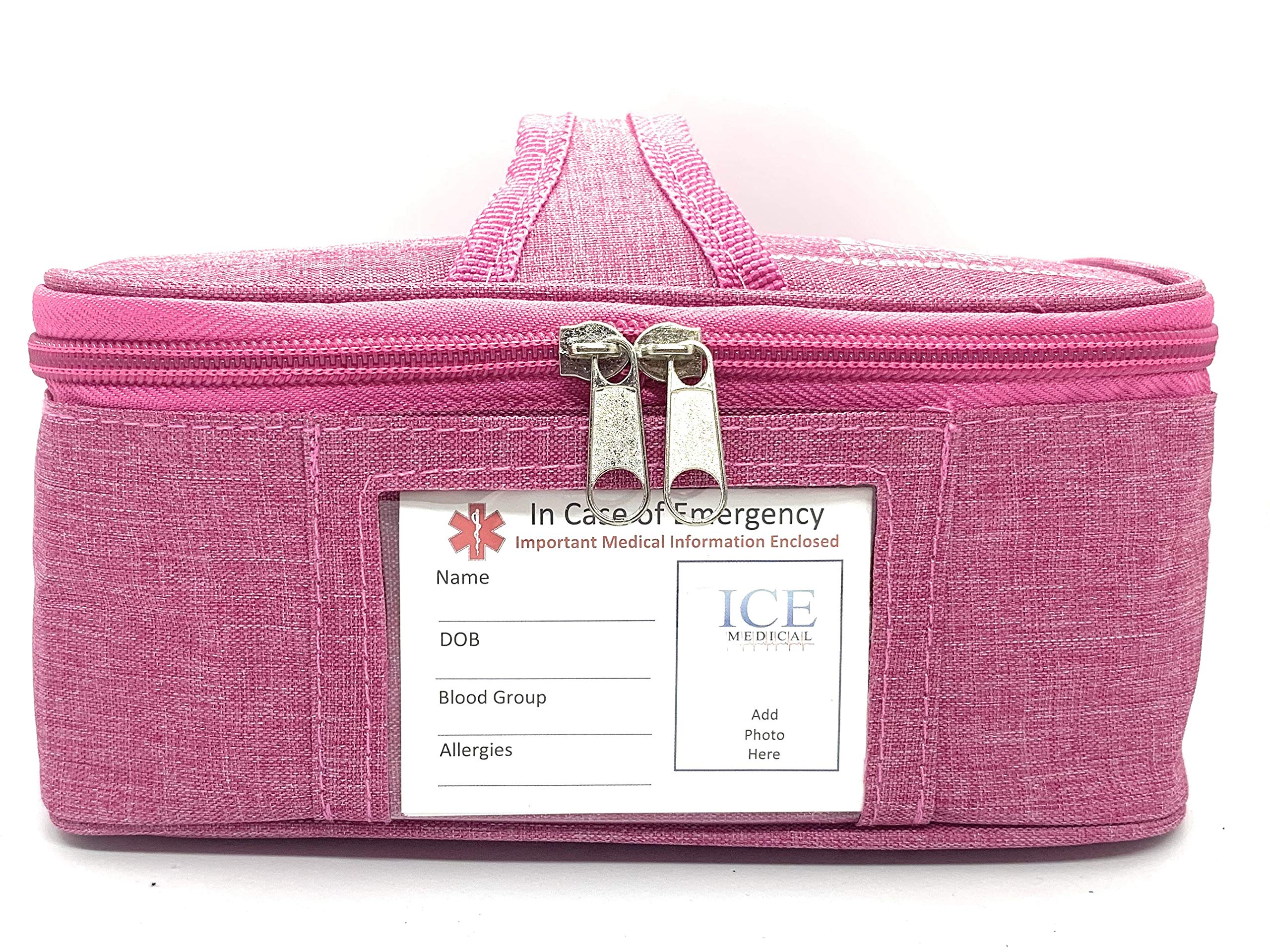 ICE Medical Pink Midi Epipen Syringe Asthma Medication Case/Bag - Allergies, Diabetes, Inhalers, Syringes, Insulin etc