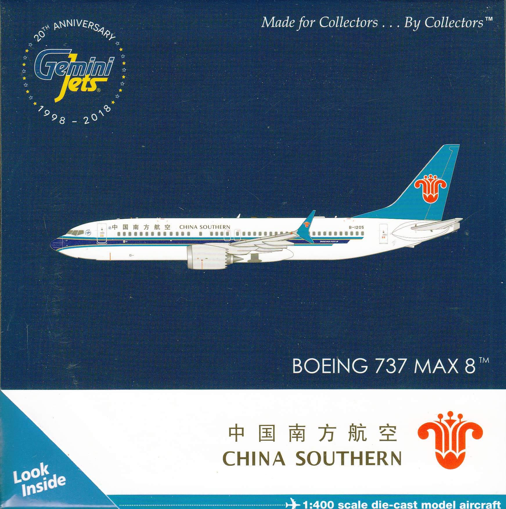 GeminiJets GJCSN1710 China Southern B737 Max-8 B1205 / GEMGJ1710 1:400 Gemini Jets China Southern Bo