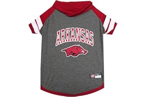 PETS FIRST NCAA Arkansas Razorbacks Hoodie for Dogs & Cats, Medium Collegiate Licensed Dog Hoody Tee Shirt. Sports Hoody T-Shirt for Pets. College Sporty Dog Hoodie Shirt.