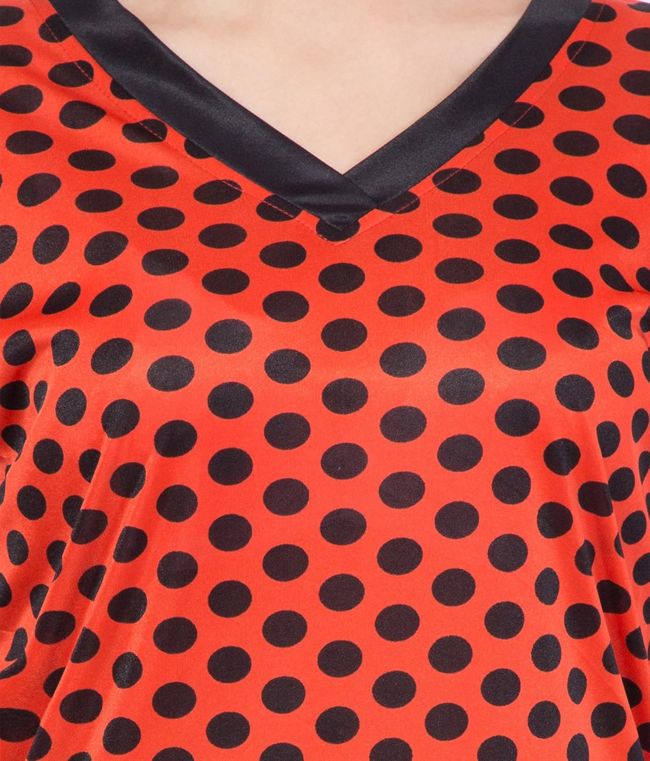 american-elm women's night dress- red top and black lower