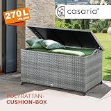 CASARIA 270 Litre Polyrattan Storage Box with Wheels Grey 117x53x60cm view 3