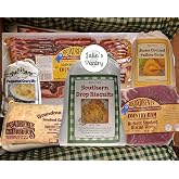 Country Breakfast - 8oz Hickory Smoked Country Ham Biscuit Slices, Country Sausage and 14oz Applewood Smoked Bacon, Buttermilk Biscuits, 10oz Stone Ground Yellow Grits and Peppered Gravy.