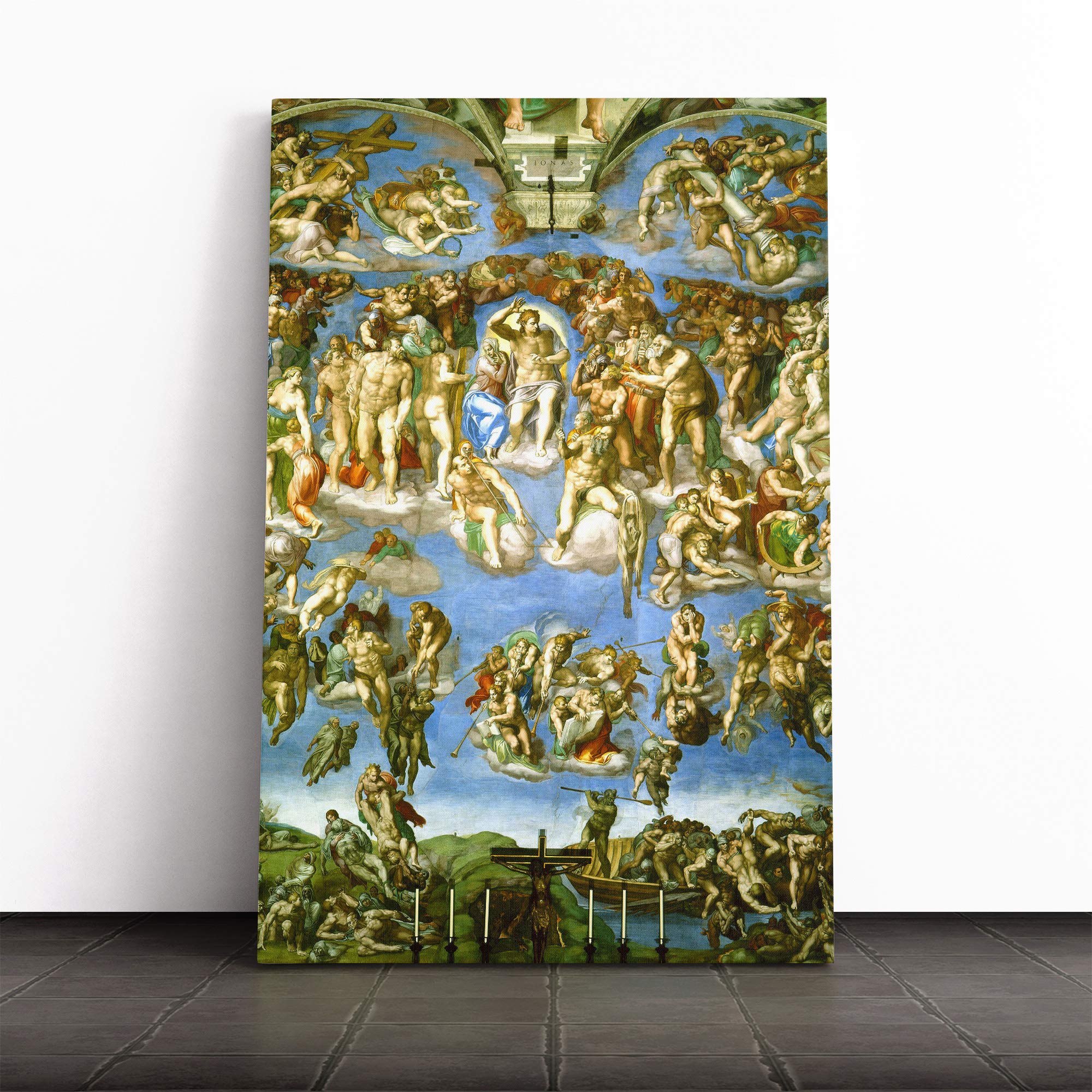 Michelangelo Last Judgement Canvas Print | Gallery Wrapped 30mm Frame Wall Art | 20x14 inches | Ready to Hang | Modern Picture | Living Room Bedroom Lounge Office