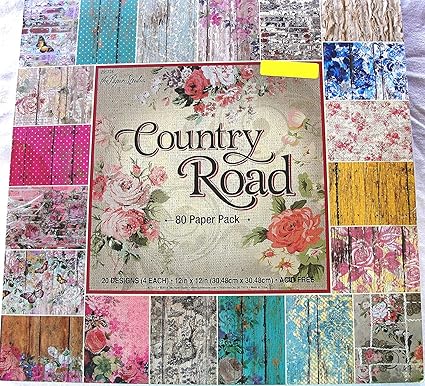 Country Road 12x12 The Paper Studio Barnwood Shabby Vintage Floral Damask Scrapbook Cardmaking Paper Pack 80 Sheets