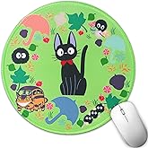 Pounchi Cute Soot Sprite Mouse Pad 8.6 × 8.6 in, Anime Cat Mouse Pad with Non-Slip Rubber Base and Stitched Edge for Desk Computers Laptop Office