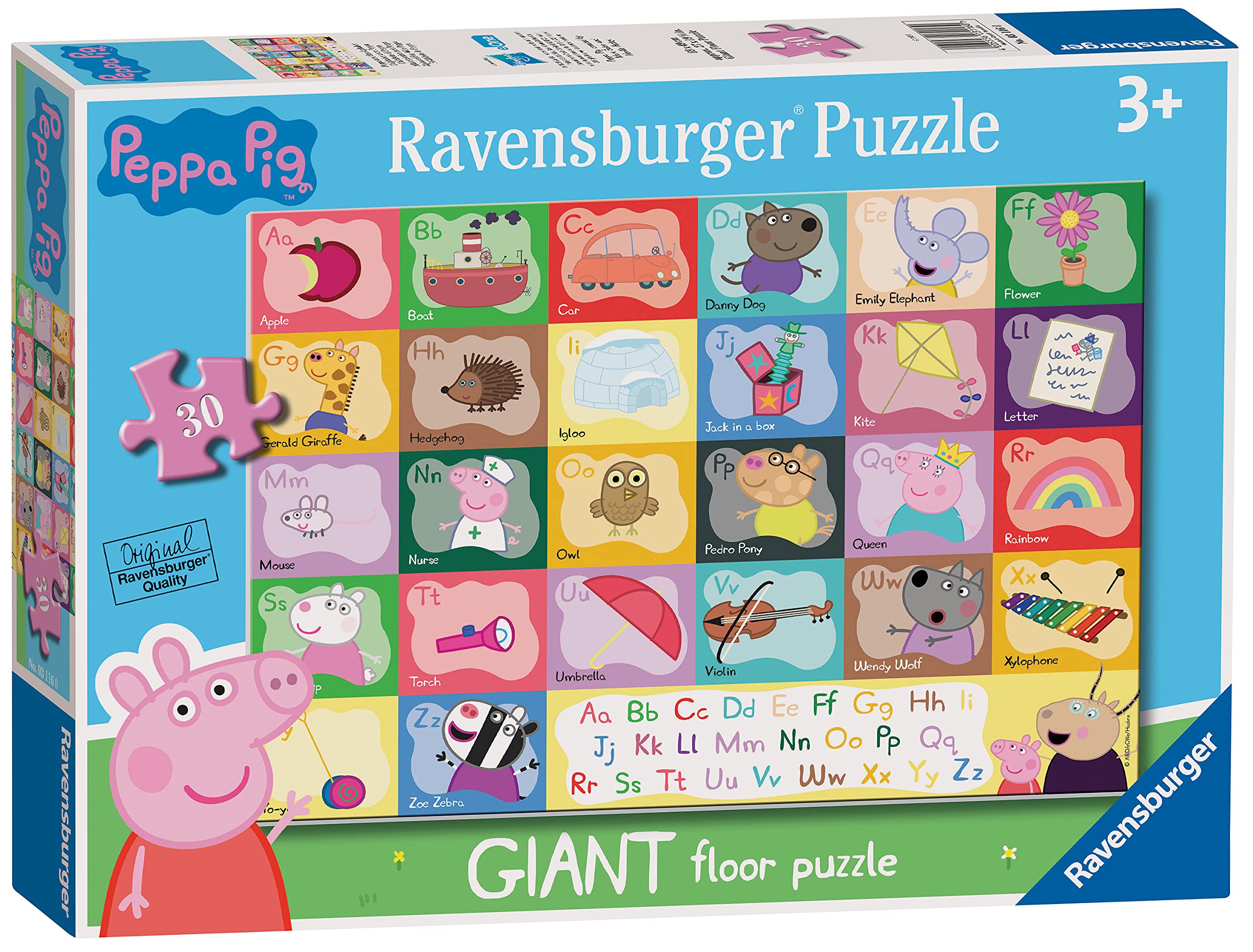 Ravensburger Peppa Pig Alphabet 24 Piece Giant Floor Jigsaw Puzzles for Kids Age 3 Years Up - Educational Toys for Toddlers