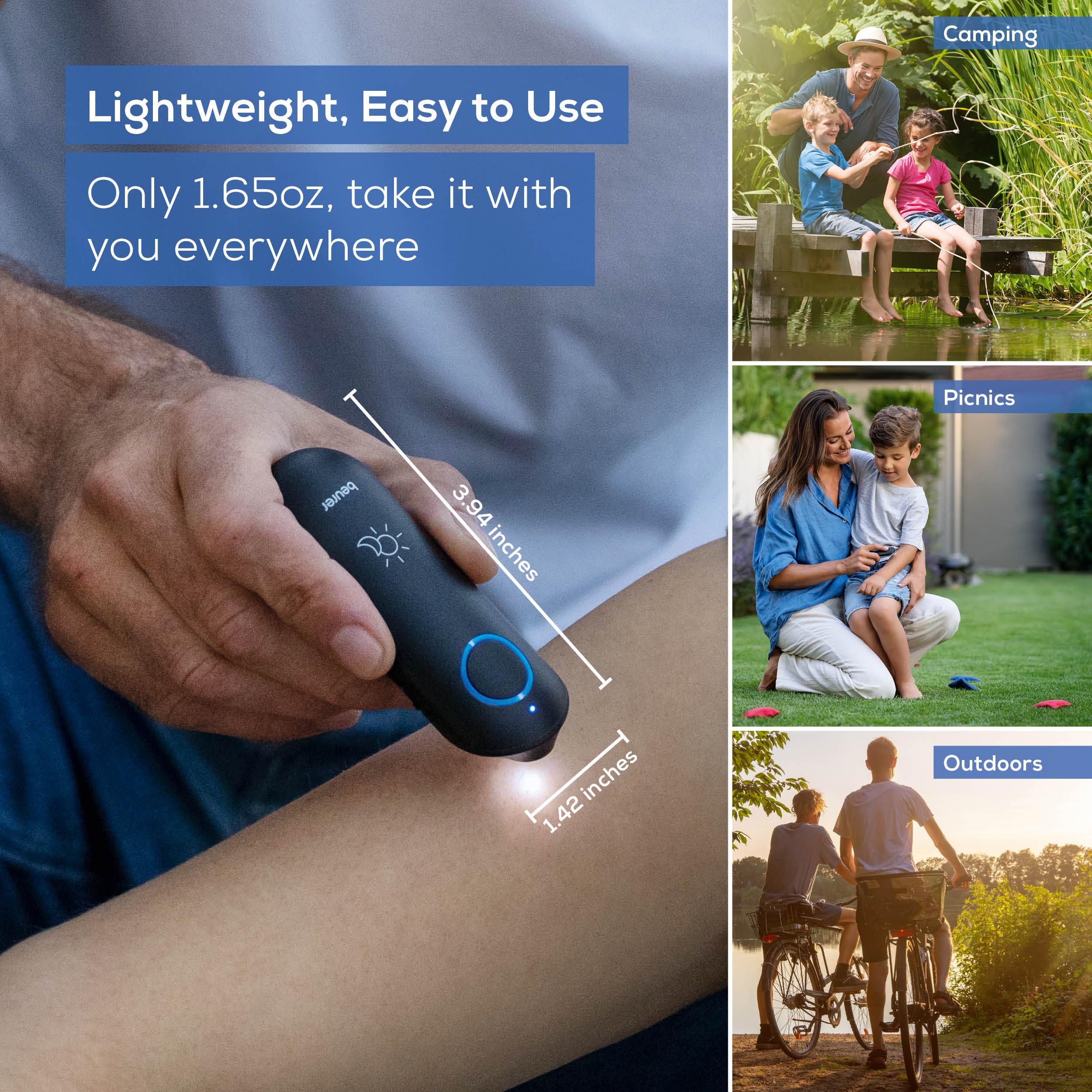 Beurer BR90 Insect Sting and Bite Relief with Light, Chemical-Free Bug Bite Healer for Day and Night, Electronic Heat Device for After Mosquito Bites to Ease Itching and Swelling