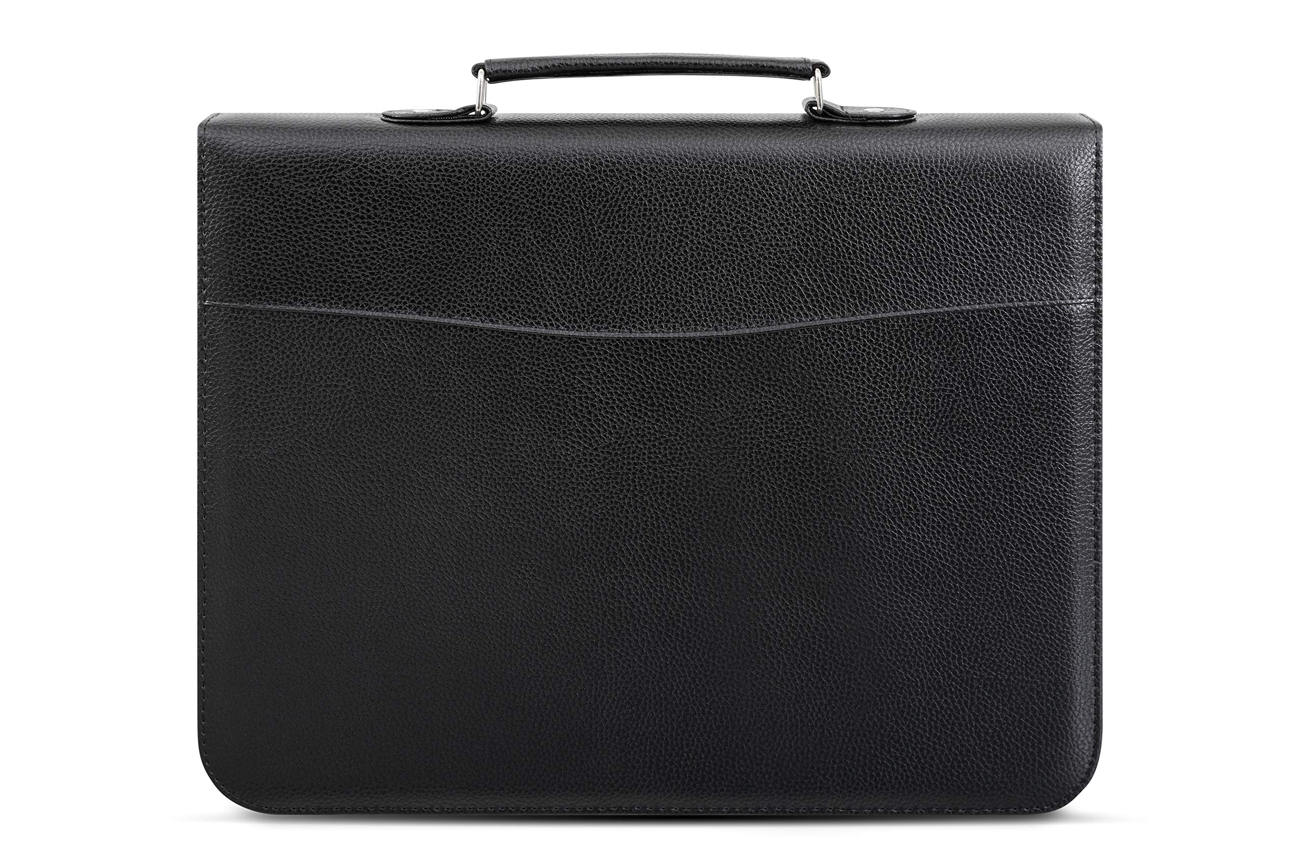 Arpan A4 Zipped Business Executive Conference Folder with Calculator/Ring Binder Portfolio (+ A4 100 Punched Pocket/Sleeves) Black