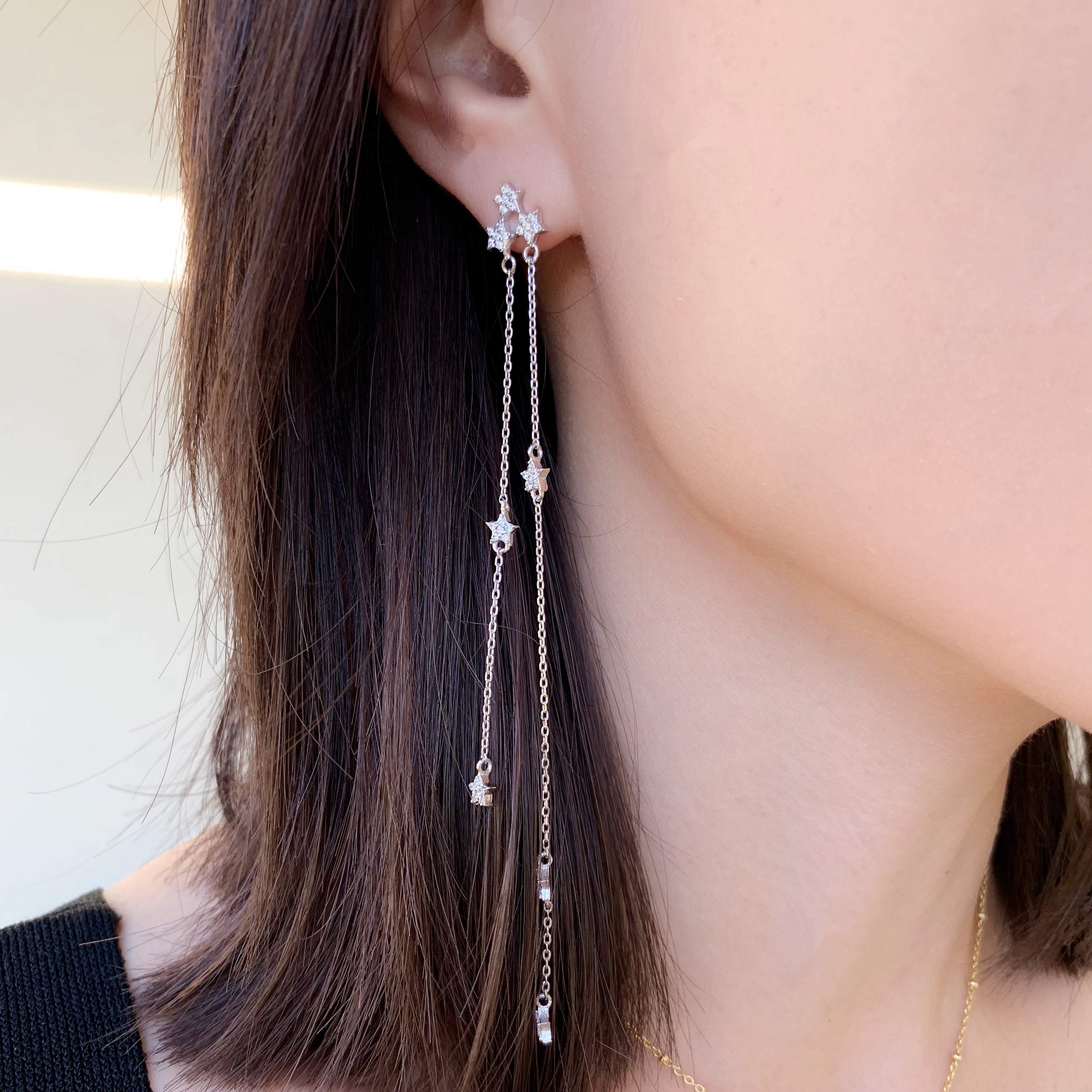 Spoil Cupid Rhodium Plated Sterling Silver Cubic Zirconia Chandelier Dangle Drop Earrings