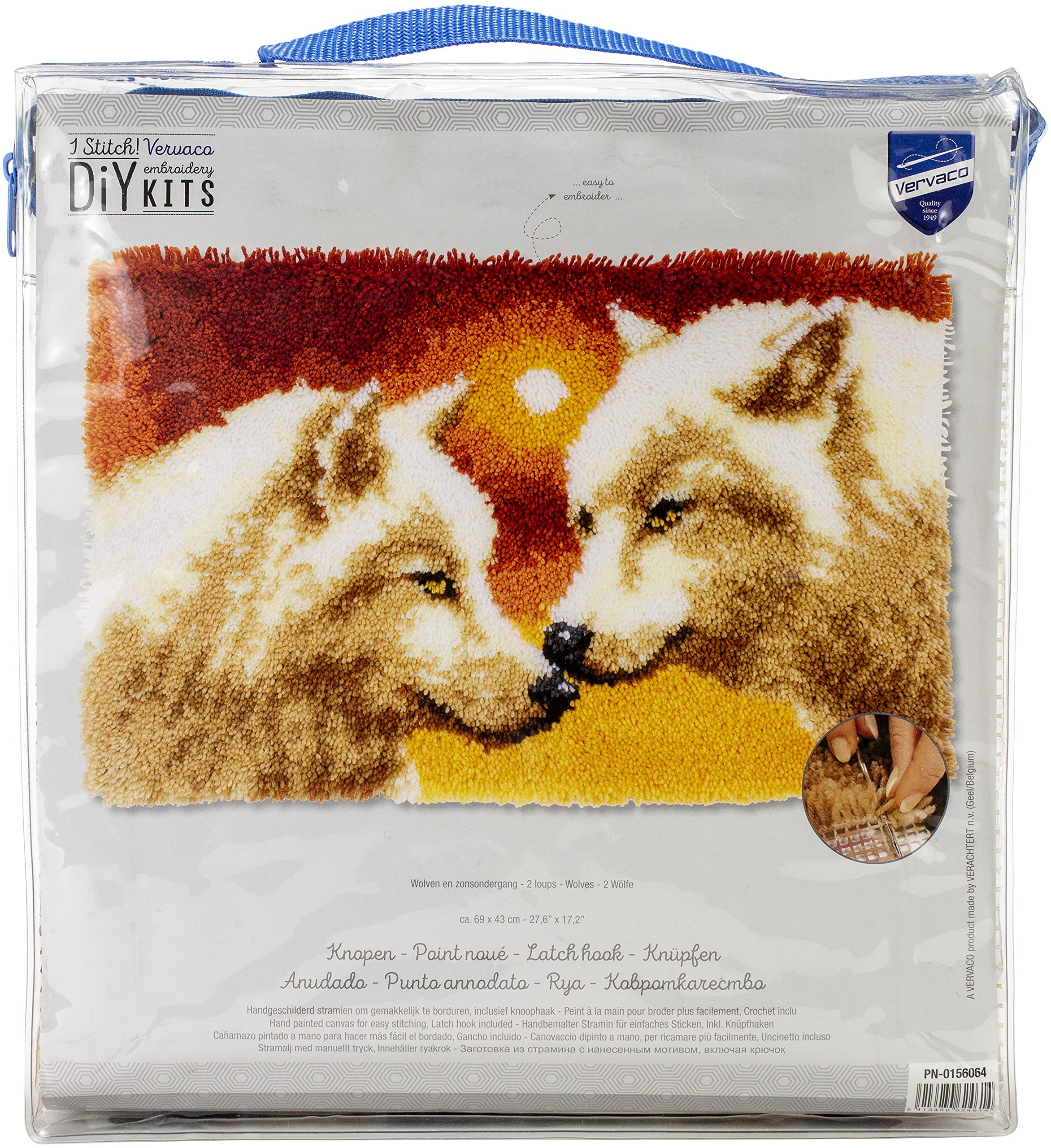 Vervaco Latch Hook Carpet Wolves, Cotton Blend, Assorted, 25.5 x 2.8 x 17.8 cm