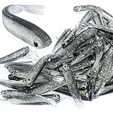 Syosisny 50 PCS Plastic Soft Fishing Lure, Lifelike Forked Tail Minnow, Fishing Baits Tackle for Saltwater and Freshwater Bass, Crappie, Walleye, or Trout Lures