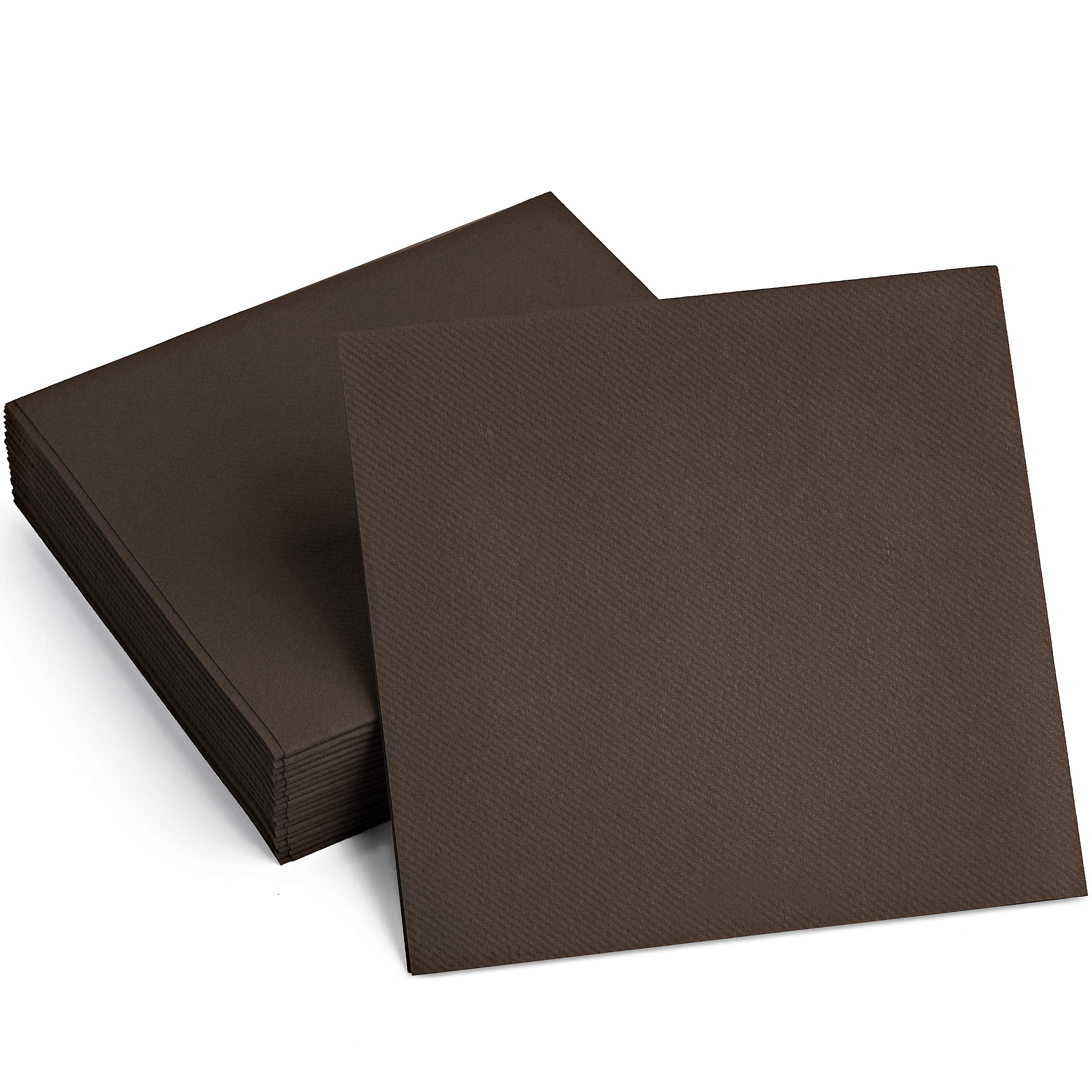 Photo 1 of 100 Linen-Feel Colored Paper Napkins - Decorative Cloth-Like BROWN Luncheon Napkins - Soft And Absorbent. For Kitchen, Party, Wedding, Dinner Or Any Occasion. (Pack of 100)