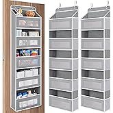 JARLINK 2 Pack Over the Door Organizer Storage, 5 Shelf Hanging Door Organizer with 5 Large Capacity Pockets, Anti Tilt 44 lb Load Behind Door Storage for Bedroom, Bathroom, Pantry, Nursery, (Grey)