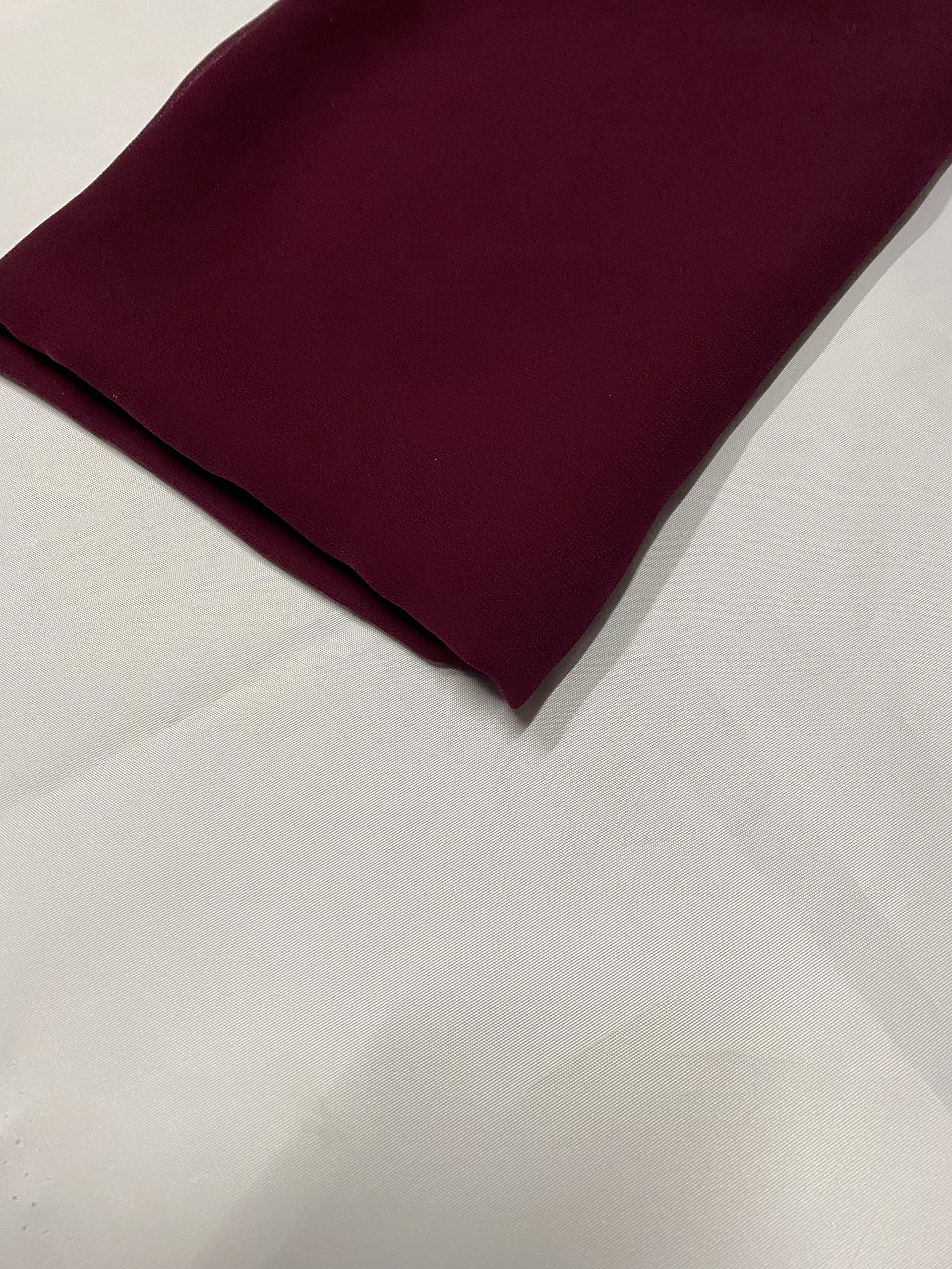 New Chiffon Sheer Fabric Plain Crepe Polyester Woven Dress Wedding Arch Material 44''-112cm (Burgandy, 2 Meter) — image 1