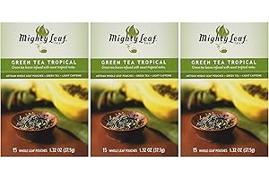 Mighty Leaf Green Tea, Tropical, 15 Pouches (Pack of 3)