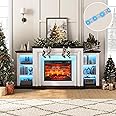 72" LED Electric Fireplace with Mantel, Fireplace TV Stand for 80 Inch TV, Entertainment Center with 23'' Red Brick Fireplace, Delicate Three-Dimensional Molding with Remote Control for Living Room