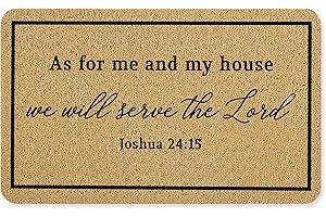 Christian Gifts Door Mat, Funny Welcome Mats for Front Door, As for Me and My House We Will Serve The Lord Christian Doormat 
