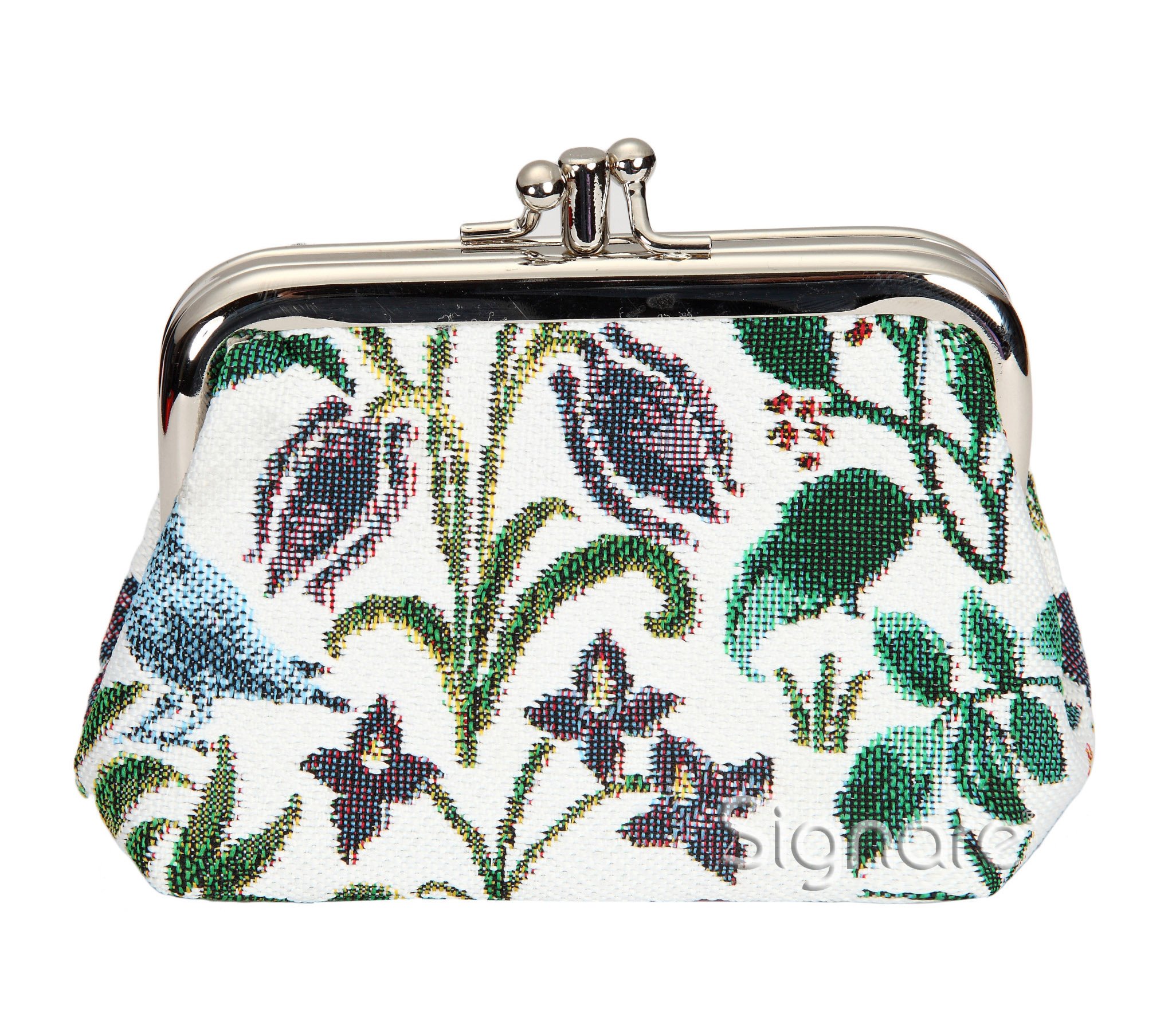 Signare Tapestry Cute Exquisite Double Pocket Kiss Lock Coin Purse for Women with Garden Flower and Creatures (Spring Flower, FRMP-SPFL)