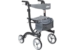 Drive Medical RTL10266BK-T Nitro Foldable Rollator Walker with Seat, Tall Height, Black