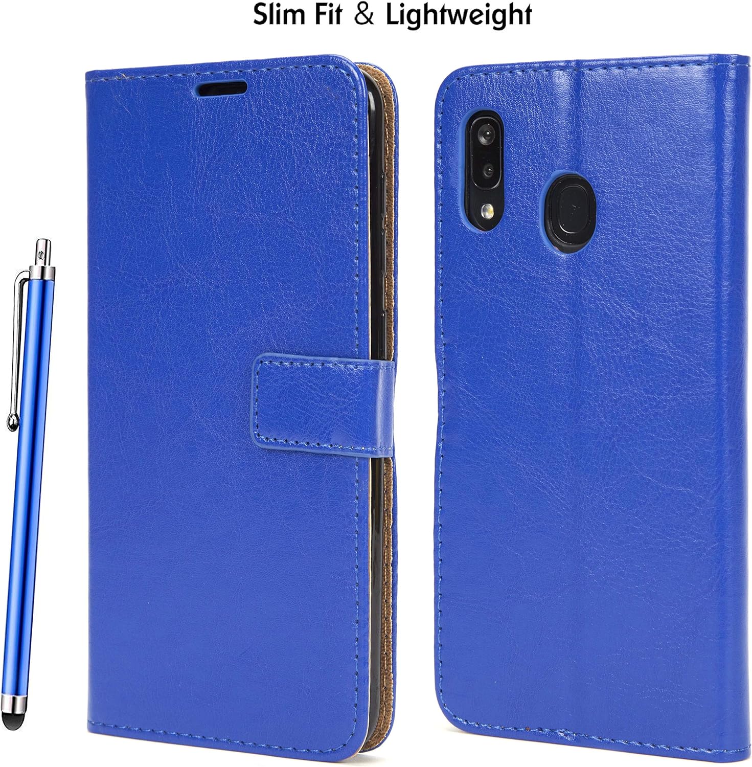 NWNK13 Samsung A20e Phone Case Premium Leather Flip Case Book Wallet Case Card Holder Media Stand Shock Proof Protective Phone Cover Compatible for Samsung Galaxy A20e Blue - Image 3