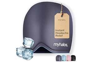 MyHalos® Migraine Relief Cap, 30% Thicker, 2X More Cooling Gel - Stays Colder for Longer, Ice Hat, Ice Pack Head Wrap, Cold Headaches & Migraine Mask - Hangover, Tension Headache Relief Cap (Gray)