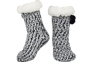 BenSorts Women Fuzzy Slipper Socks with Grippers Non Slip Winter Warm Thick Christmas Gifts Stocking Stuffers