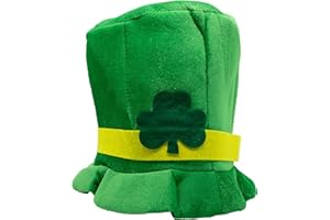 Windy City Novelties St. Patrick's Green Velvet Shamrock Top Hat - Festive Felt Accessory for Men & Women, One Size Fits All