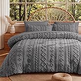 MR&HM King Size Comforter Set Dark Grey, 7 Pieces Tufted Boho Beddding Sets, Farmhouse Style Bed in a Bag with 1 Comforter, 2 Pillow Shams, 2 Pillowcases, 1 Flat Sheet, 1 Fitted Sheet