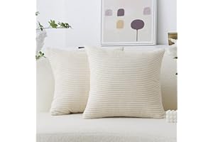 Home Brilliant 2 Pack Super Soft Plush Corduroy Solid Textured Large Throw Euro Pillow Shams Cushion Cover for Couch Floor 26x26 Christmas Pillow Covers, for 28x28 Insert, Cream Cheese