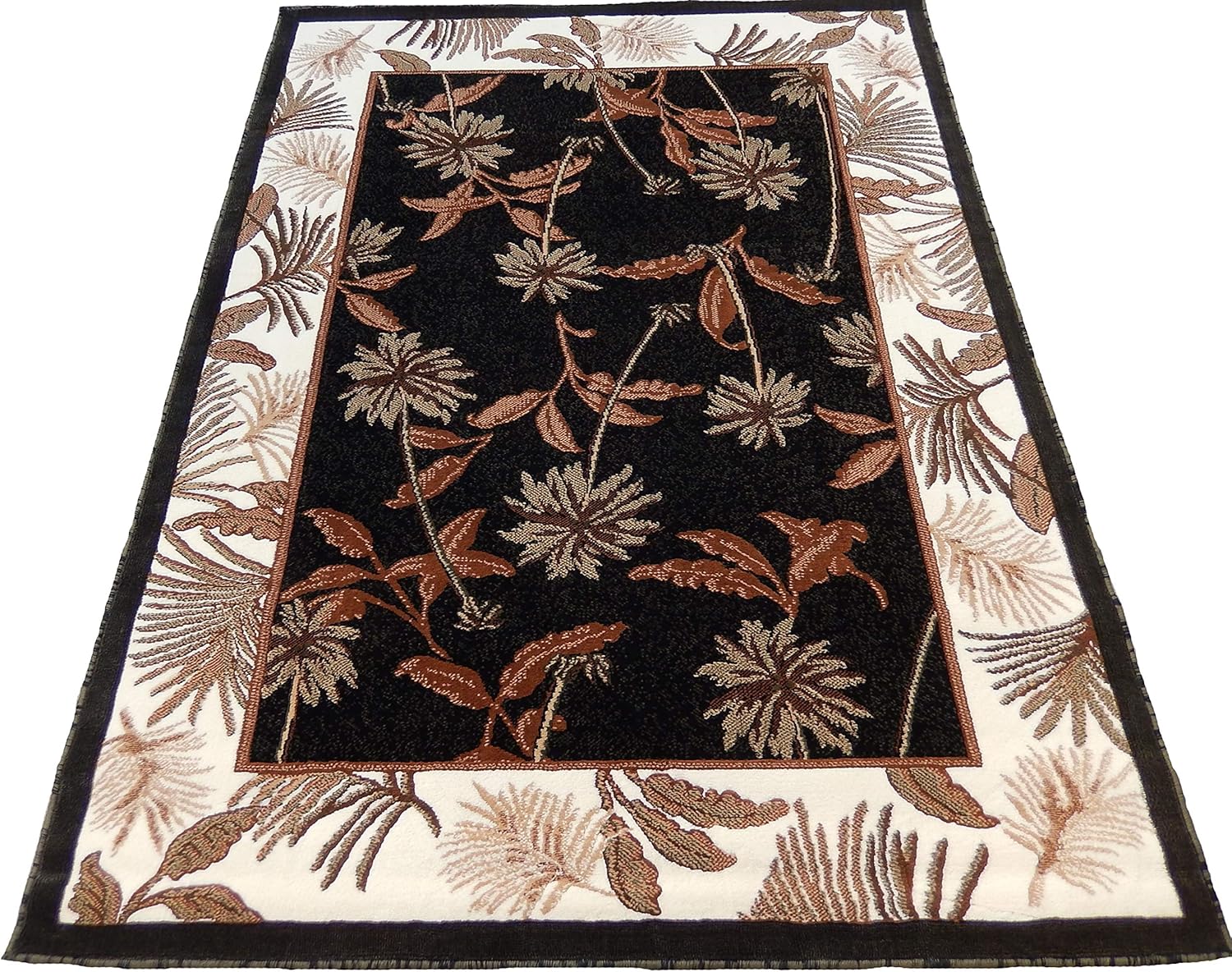 Oasis Palm Tree Area Rug 8x11 Sage Green Cream Beige Brown
