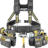 Bravex Tool Belt Suspenders, Tool Vest Pro Ultra 20 Bags Y-Style Toolbelt 5 Combo Apron Tool Pouch For Framers Carpenter Electrician 1200D Ballistic Nylon