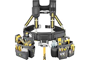 VOLTSTORM Bravex Tool Belt Suspenders, Tool Vest Pro Ultra 20 Bags Y-Style Toolbelt 5 Combo Apron Tool Pouch For Framers Carpenter Electrician 1200D Ballistic Nylon