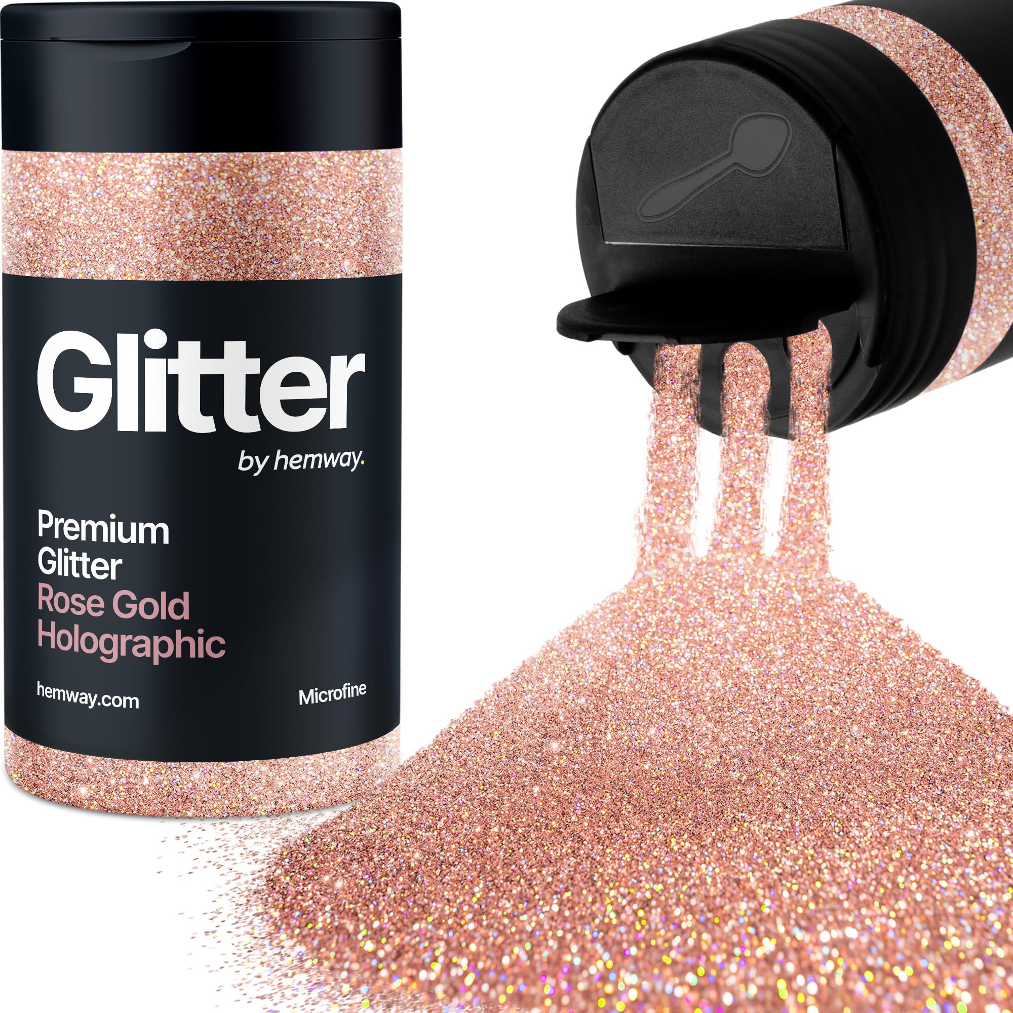Holographic Rose Gold Glitter Shaker, 130g Microfine Glitter, Crafts 1/256" Metallic Flake Rose Gold Sequins, Resin & Epoxy Crafts, Decorating, Halloween, Christmas Nail, Face, Hemway