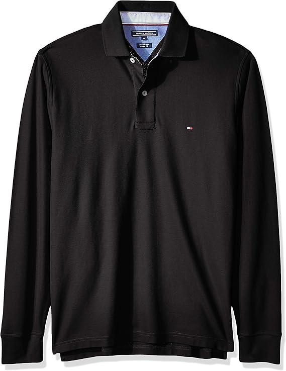 Tommy Hilfiger Men's Performance Longsleeved Polo Shirt, Black, Large