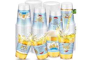 Kochorie 120 Pcs Plastic Oktoberfest Cups 16 Oz Clear Plastic Drinking Cups German Beer Festival Cup Beer Disposable Beverage Drinking Cup for Oktoberfest Party Favors Home Supplies