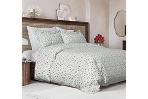 CGK UNLIMITED Christmas Duvet Cover Queen Size Set - Extra Soft Queen Duvet Cover with 2 Pillow Shams - Holiday Xmas Bedding with Zipper Closures & Ties - Comfy, Cozy, Breathable Bed Set - 90 x 90, Christmas Trees