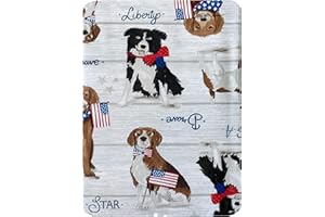 Newbridge Patriotic Dogs and American Flag Print Vinyl Flannel Backed Tablecloth, Adorable USA Patriot Pet Dog Design Waterproof Patio, BBQ, Kitchen Tablecloth, 60 Inch x 84 Inch Oblong/Rectangle