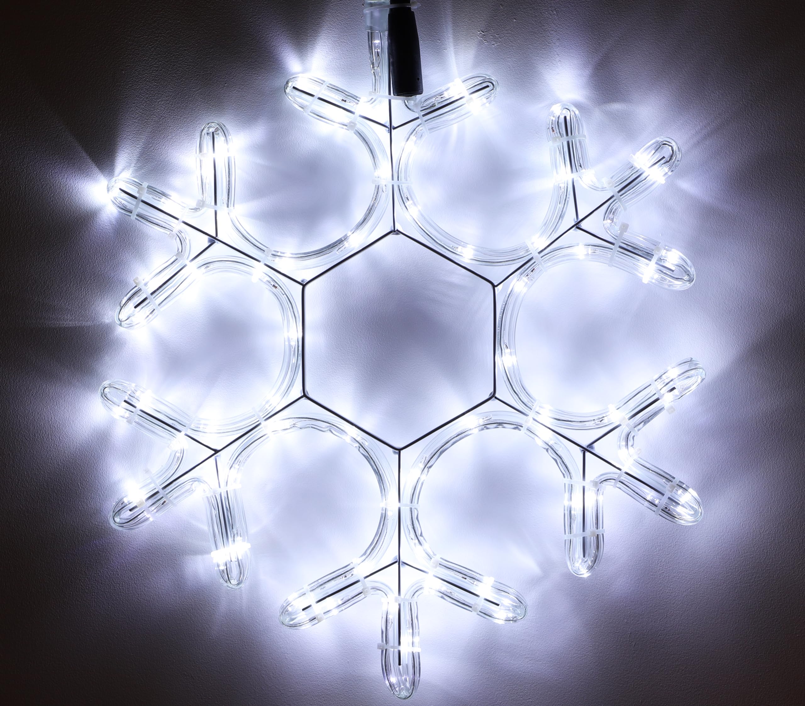 Christmas Concepts® 39cm (15") Rope Light Snowflake with White LED Twinkling Bulbs - Christmas Lighting - 3m Cable