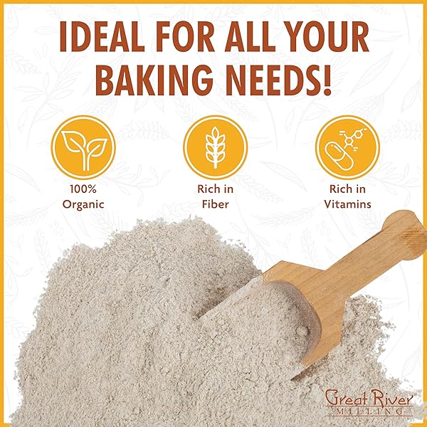 ORGANIC DARK RYE FLOUR BY GREAT RIVER MILLING, WHOLE GRAIN RYE FLOUR FOR BREAD, SOURDOUGH STARTER, CERTIFIED KOSHER, NON GMO, 20 OZ. (PACK OF 1)
