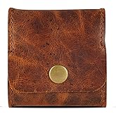 CestAntiQ Genuine Leather Squeeze Coin Pouch, Moon Pocket Coin Case, Handmade Vintage Brown Leather Change Holder, Purse Wallet for Men & Women, Small Minimalist Coin Purse, Unisex Leather Coin Wallet