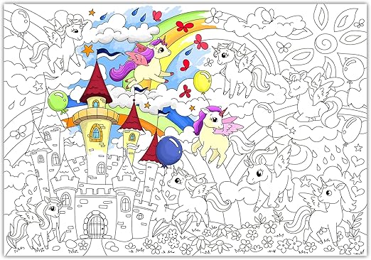 Amazon Com O Kroshka Big Giant Colouring Poster Colorings For Children Unicorns Baby Coloring Pages For Kids And Adults Color Me Posters For Family 38 5 X 26 7 In Toys Games