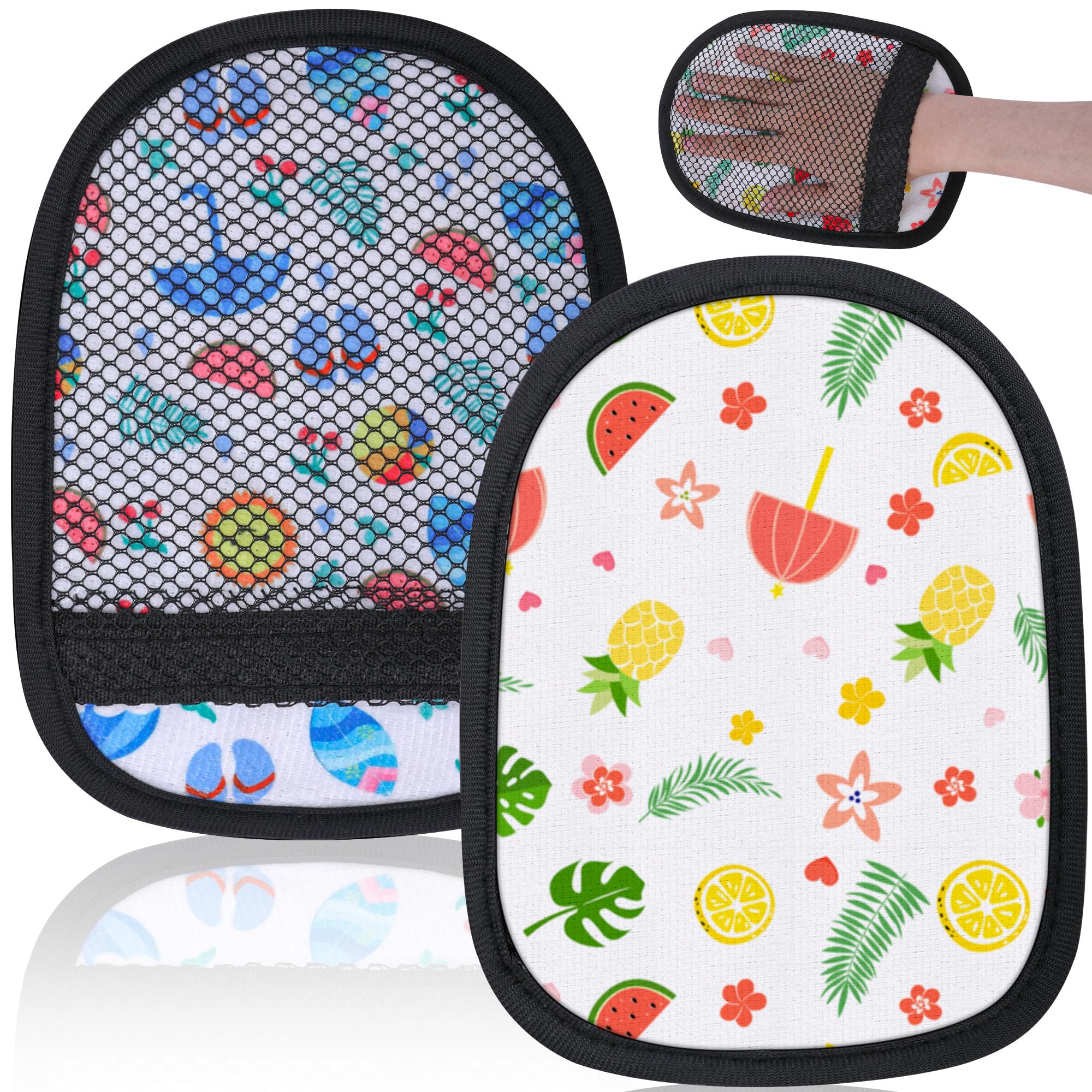 Photo 1 of codree 2 Pcs Sand Wipe Off Mitts, Beach Theme Sand Remover for Beach, Beach Sand Remover Cleaner Mitts Bag, Beach Travel Mitt for Ocean Beach Activities Volleyball Sandboxes