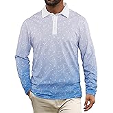 APTRO Long Sleeve Polo Shirts for Men Performance Golf Shirt Dry Fit Moisture Wicking Fashion Print T-Shirt
