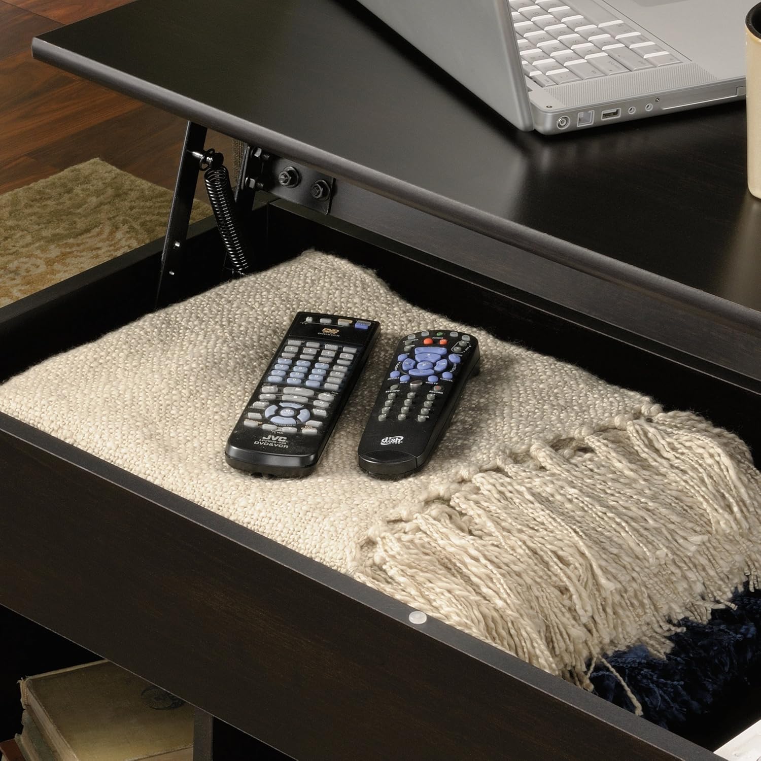 Sauder Edge Water Lift Top Coffee Table, L: 41.102" x W: 19.449" x H: 19.094", Estate Black finish: Furniture & Decor
