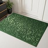 VivaNest Green Leaves Outdoor Indoor Entrance Door mat, Absorbent Durable Heavy Duty Welcome Front Door Mat,Thick Natural Rubber Back,Easy Clean Entryway Mat 47x32 Inch, Low Profile