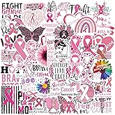 50PCS Breast Cancer Awareness Stickers,Pink Ribbon Stickers,Caring for Women's Health Waterproof Vinyl Stickers Decals for Laptop Bike Gifts for The People Care About Women (Breast Cancer)