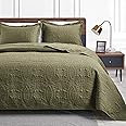Love's cabin Twin Quilt Bedding Set Green Bedspreads - Soft Bed Summer Quilt Lightweight Microfiber Bedspread- Coin Pattern Bedding Coverlet for All Season - 2 Piece (1 Quilt, 1 Pillow Sham)