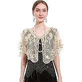 sy soul young Women 1920s Shawl Wrap Sequin Flapper shawl Cap Cover Up for evening dresses Wedding Bridal Gatsby Party